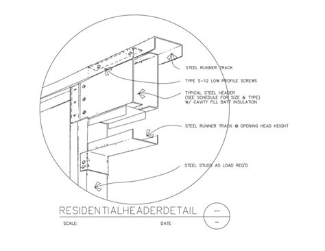 light gauge steel header chart